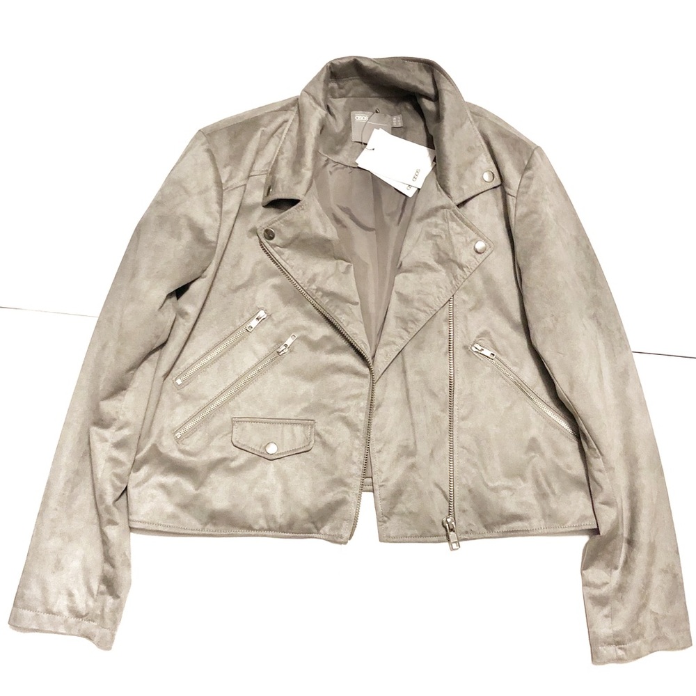 ASOS DESIGN Suedette BIKER JACKET grey